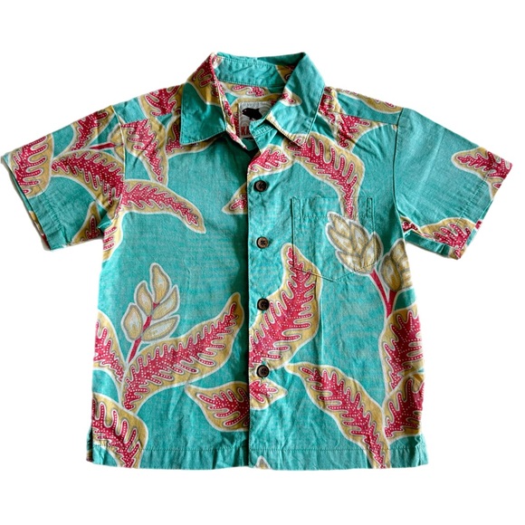 Kahala Boys Button Down Shirt Size 2-3T XXS Blue Red - Picture 1 of 3